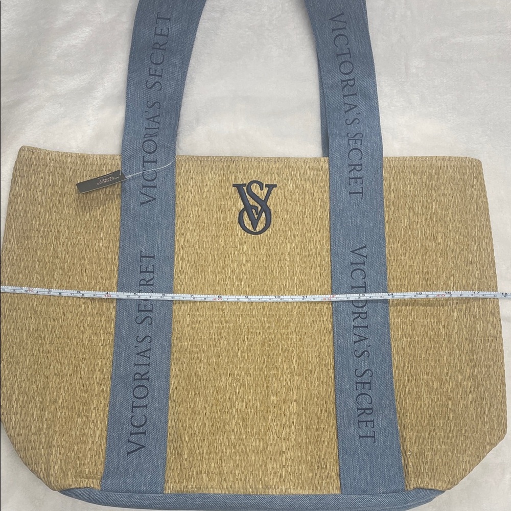 Victoria's Secret Woven and Denim Beach Tote - Picture 12 of 15